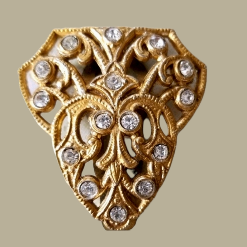 Vintage 1920s Art Deco Signed T & G Rhinestone Dress Clip